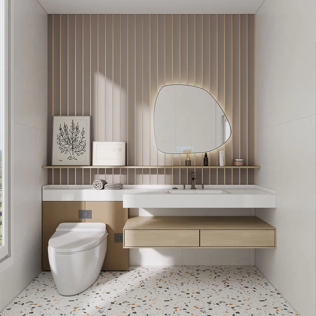 Aluvo Waterproof Curved Slats Wall Panel – Cream Finish (2400 x 250mm) GR-BTH-SLP-1258