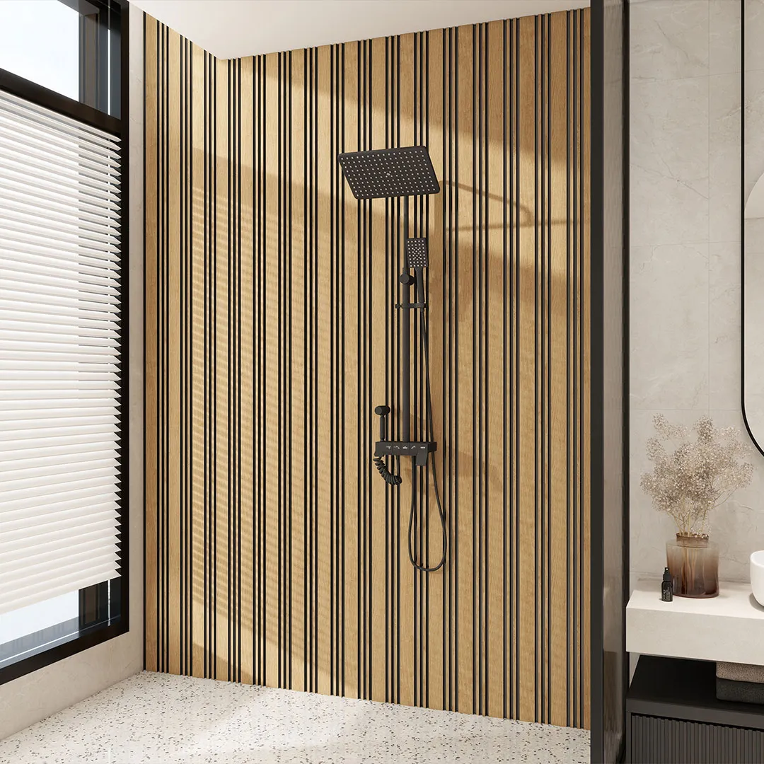 Aluvo Waterproof LS Slats Wall Panel – Natural Oak Finish (2400 x 250mm) GR-BTH-SLP-1260