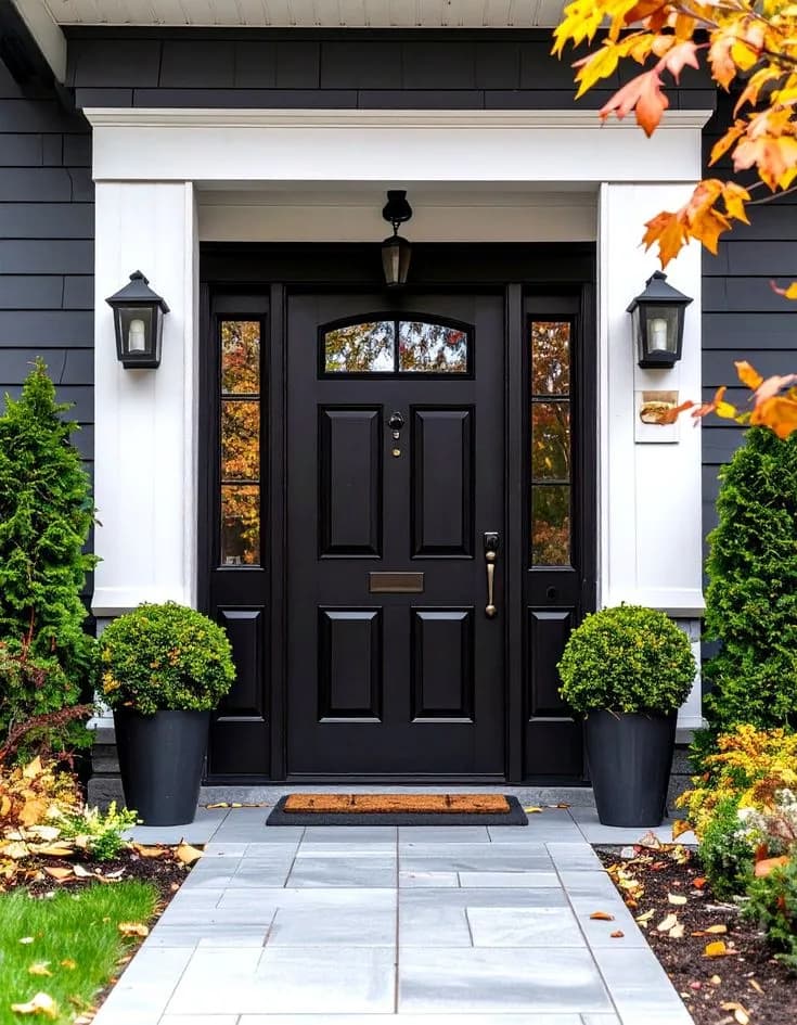 Matte Black Wood Door with Classic Panels GR-DR-EDR-1018