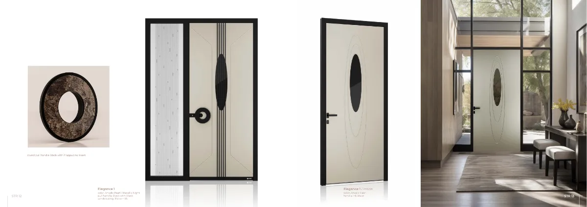 Anodic Pearl & Metallic Night Finish | Black Pull Handle | Pattern 65 Glass GR-DR-ALD-1427