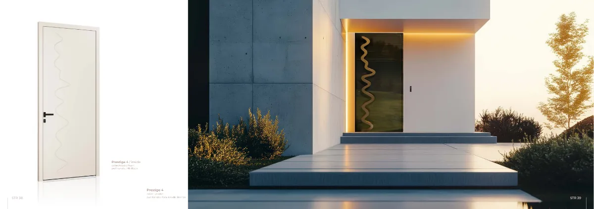 Lacobel & Anodic Pearl | Fala Bronze Handle | Minimal Zen Design GR-DR-ALD-1441