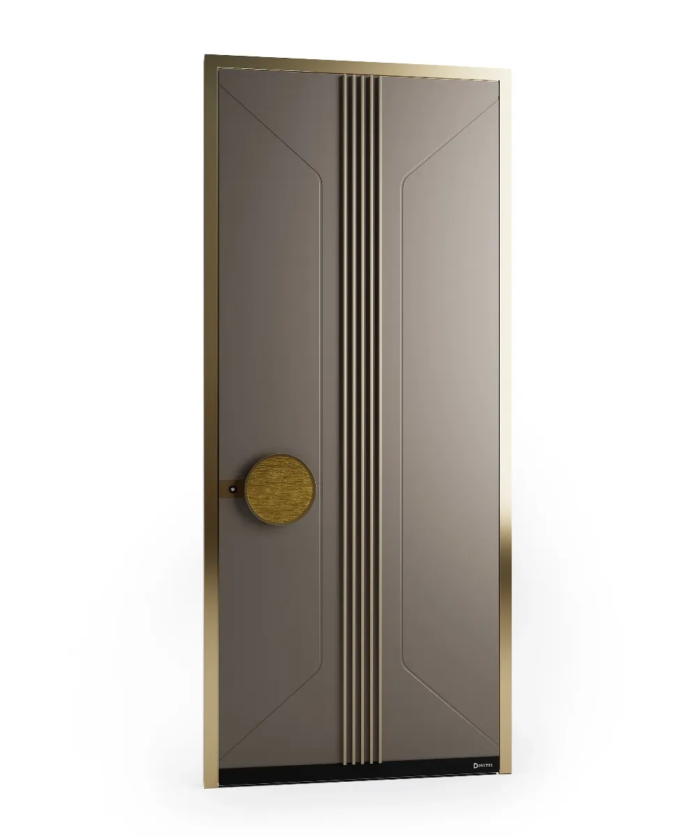 Modern Luxury Entrance Door | Sparkling Grey Finish with Full Anodic Bronze Design & Hidden Hinges GR-DR-ALD-1527