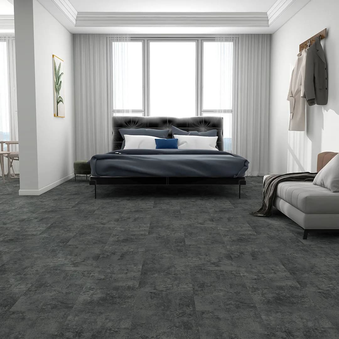 Anthracite Marble SPC Tile Flooring 620x310x5.35mm | Dark Stone Effect Waterproof Click Tiles GR-FLS-SPF-1242