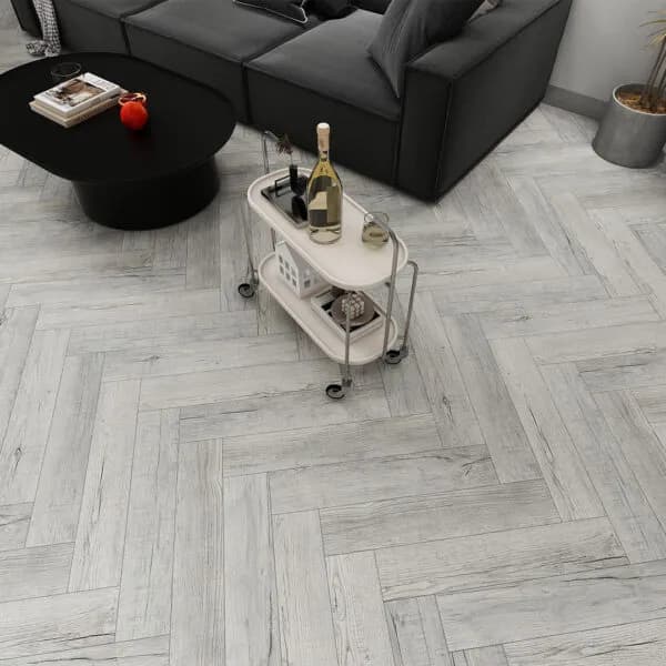 Pebble Grey Herringbone SPC Flooring 625x125mm | Modern Waterproof Wood Effect Click Planks GR-FLS-CRP-1245