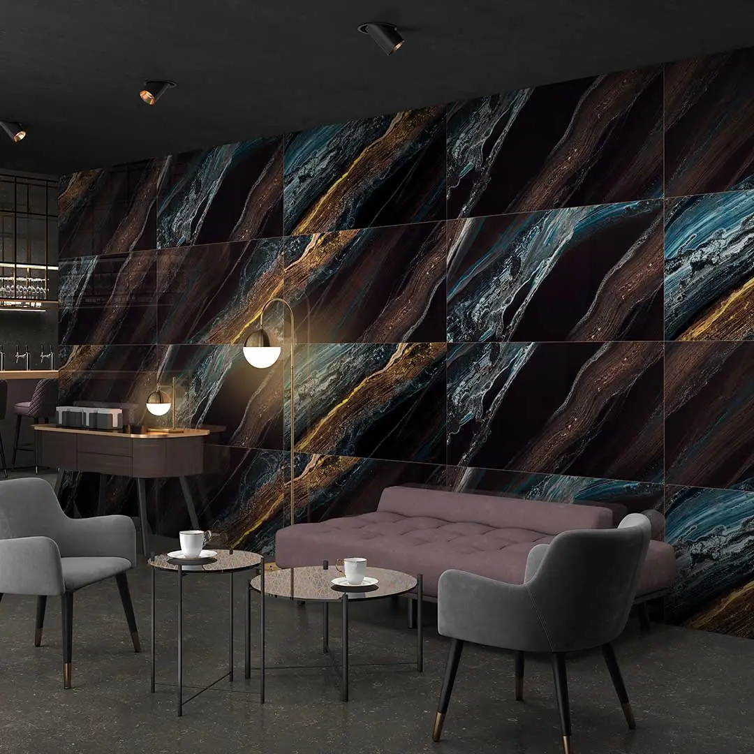 Parastico Dark Stone Effect Wall Panel 1200x600x9mm | Luxury Metallic Interior Cladding GR-FLS-TIL-1269