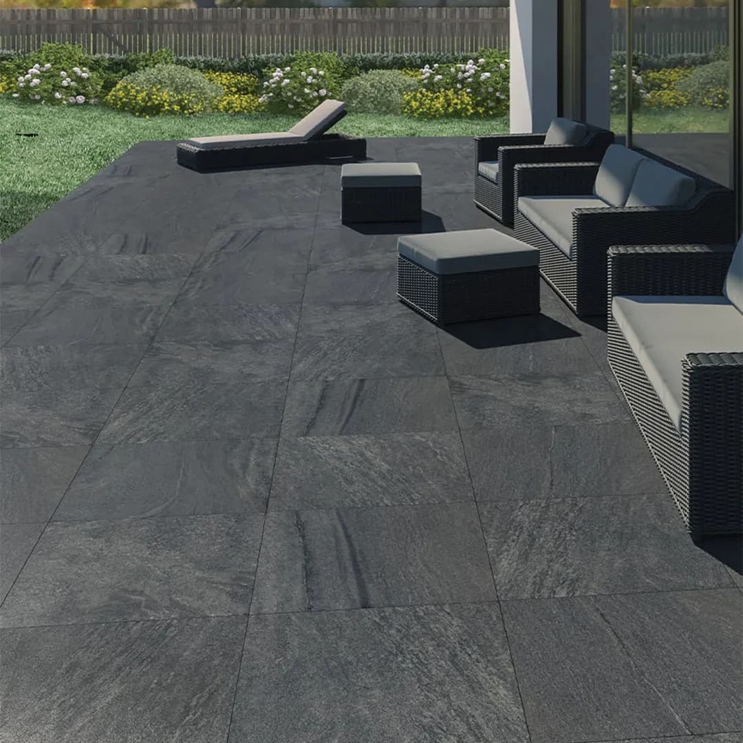 County Anthracite Outdoor Porcelain Tiles 900x600x22mm | Modern Heavy Duty Patio Paving Slabs GR-FLS-TOT-1271