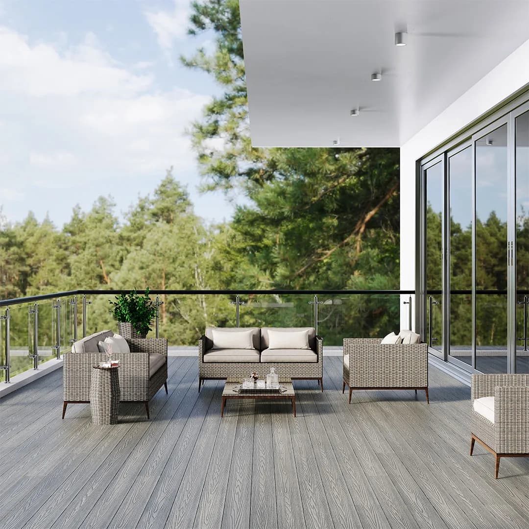 Grey Composite Decking 5000x135 | Modern Wood Effect Outdoor Deck Boards for Patios & Terraces GR-OEX-CPD-1276